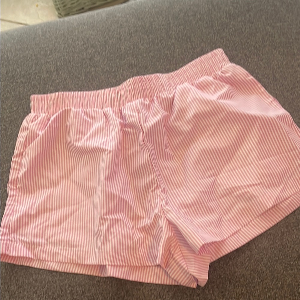 SHEIN Pink and White Striped Shorts